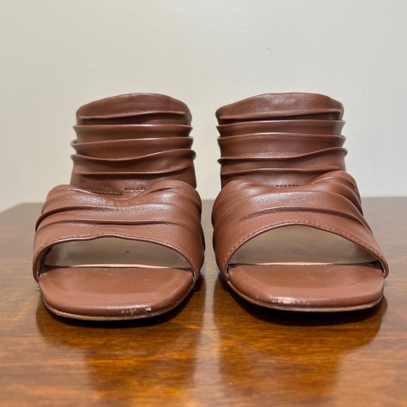 Halston Heritage Kiera brown leather pleated sandals size 8 - Picture 12 of 15